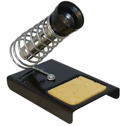 Support pour fer à souder à embase métallique et ressort de support. Éponge de nettoyage incluse. A embase métallique robuste ...