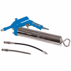 Pistolet à graisse pneumatique doté d'un embout matricé et d'une chambre à graisse en acier. Peut être utilisé avec les carto ...