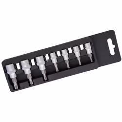 Douilles carrées Torx en chrome vanadium poli et embouts en en acier trempé et revenu. Avec douille 1/4 : T10, T15, T20, T25 ...