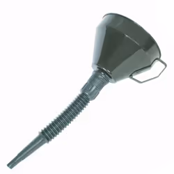 Entonnoir et bec verseur en plastique épais et durable avec filtre de gaze laitonné.
