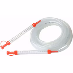 Tuyau flexible en PVC épais et tubes gradués en plastique. Plage de marquages métriques de 150 mm pour comparer les niveaux.  ...