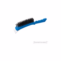 Brosse à poils en acier pour usage intensif poignée en plastique dur non salissant. Longueur de 280 mm.