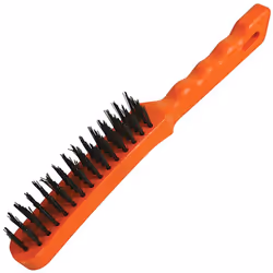 Brosse à poils en acier pour usage intensif, poignée en plastique dur non salissant. Longueur de 280 mm.