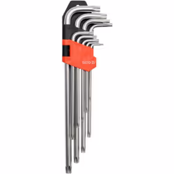 JEU DE 9 CLéS TORX EXTRA LONGUES Dimension des clés : T10 - T15 - T20 - T25 - T27 - T30 - T40 - T45 - T50. Caractéristiques : ...
