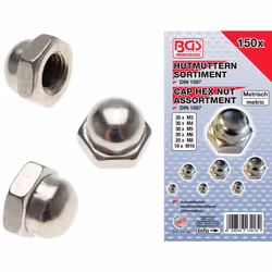 Composition du coffret d'écrous borgnes: 30 Ecrous M3 30 Ecrous M4 30 Ecrous M5 30 Ecrous M6 20 Ecrous M8 10 Ecrous M10 Total ...