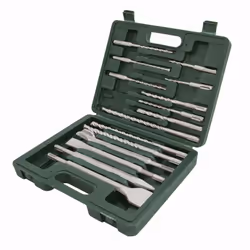 Forets : 5,5 et 6 x 110 mm, 5,5, 6, 6,5 et 7 x 160 mm, 8 et 10 x 160 mm, 10, 12 et 16 x 260 mm. Burins : 1 spatule, 1 pointu, ...