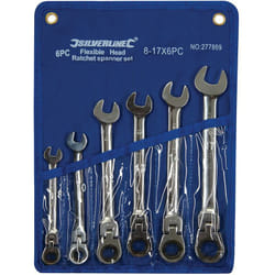Silverline - Clés mixtes à cliquet et à tête inclinable, 6 pcs 8 - 17 mm