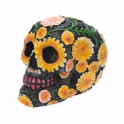 Crâne de décoration jour des morts à motif fleuri Puckator