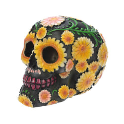 Crâne de décoration jour des morts à motif fleuri Puckator