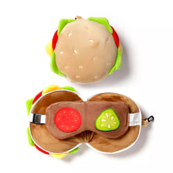 Coussin de voyage peluché 2-en-1 - hamburger Puckator Relaxeazzz Fast Food