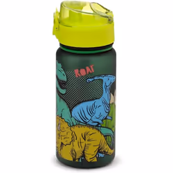 Gourde réutilisable avec couvercle bouton à poussoir incassable enfant Puckator Dinosauria - vert/jaune - 350 ml