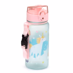 Gourde pour enfants avec infuseur incassable et réutilisable Puckator Unicorn Magic Pop Top - bleu/rose - 350 ml