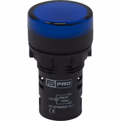 Tension Nominale = 230V c.a. Couleur de lampe témoin = Bleu Diamètre de découpe = 22mm Type de lampe = LED Type de montage =  ...