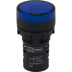 Rs Pro - Voyant lumineux led Bleu 230V c.a., ø découpe 22mm, IP65 ( Prix pour 1 )