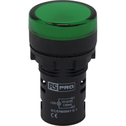 Rs Pro - Indicateur led Vert 12V c.a. / v c.c., ø découpe 22mm, IP65 ( Prix pour 1 )