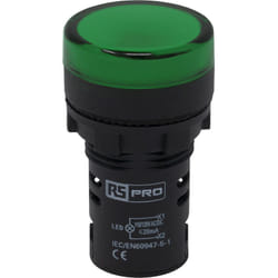 Voyant lumineux led Rs Pro Vert 110V c.a., ø découpe 22mm, IP65 ( Prix pour 1 )