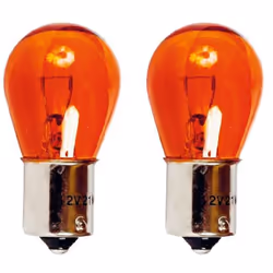 Lot de 2 ampoules de stop 12V/21W - Les plots des ampoules sont de type BAU15S. Eclairage de couleur ambrée.