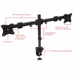 Proper Dual Arm Cantilever Desk Monitor Mount for 19"-27" 27" Noir Bureau - Vue supplémentaire 7