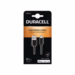 Duracell USB5012A, 1 m, USB, Lightning, Noir, Droit, Droit