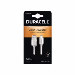 Duracell USB5013W, 1 m, USB A, Micro-USB A, 2.0, Blanc