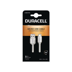 Duracell USB5013W câble USB 1 m 2.0 USB A Micro-USB A Blanc
