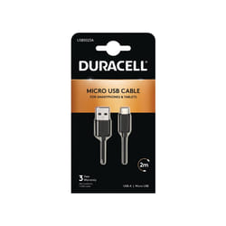 Duracell USB5023A câble USB 2 m 2.0 USB A Micro-USB A Noir