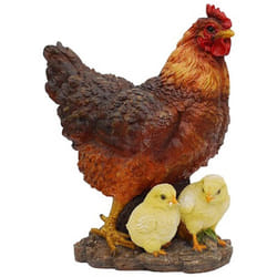 Poule avec ses poussins en résine 35 cm