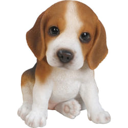 Chiot Beagle assi en résine 15 cm