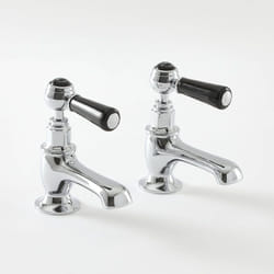 Paire de Robinets Rétro pour Lavabo – Chromé & Noir – Commandes Leviers - Elizabeth