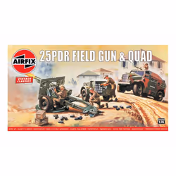 Airfix 01305V, Military vehicle model kit, Pré-assemblé, 1:76, 25PDR Field Gun &amp; Quad, Mâle, Plastique