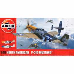 Airfix North American P51-D Mustang, Modèle réduit d’aéronef à aile fixe, Kit de montage, 1:48, P51-D Mustang, unisexe, Plast ...