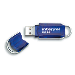 Integral 32GB USB3.0 DRIVE COURIER BLUE UP TO R-100 W-30 MBS lecteur USB flash 32 Go USB Type-A 3.2 Gen 1 (3.1 Gen 1) Bleu, Argent