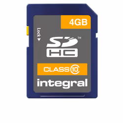 Integral 4GB SDHC CLASS 10 MEMORY CARD, 4 Go, SD, UHS-I, 20 Mo/s, Class 1 (U1), Bleu