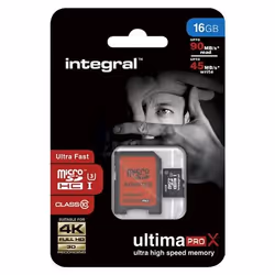 Integral 16GB Micro SDHC, 16 Go, MicroSDHC, Classe 10, UHS, 90 Mo/s, 45 Mo/s