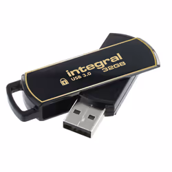 Integral 32GB Secure 360 Encrypted USB 3.0, 32 Go, USB Type-A, 3.2 Gen 1 (3.1 Gen 1), Pivotant, 5 g, Noir, Or