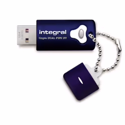 Integral 16GB Crypto Dual FIPS 197 Encrypted USB 3.0, 16 Go, USB Type-A, 3.2 Gen 1 (3.1 Gen 1), 140 Mo/s, Casquette, Bleu