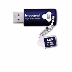 Integral 32GB Crypto Dual FIPS 197 Encrypted USB 3.0, 32 Go, USB Type-A, 3.2 Gen 1 (3.1 Gen 1), 140 Mo/s, Casquette, Bleu