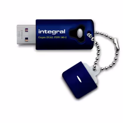 Integral 4GB Crypto Dual FIPS 140-2 Encrypted USB 3.0, 4 Go, USB Type-A, 3.2 Gen 1 (3.1 Gen 1), 120 Mo/s, Casquette, Bleu
