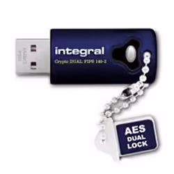 Integral 8GB Crypto Dual FIPS 140-2 Encrypted USB 3.0, 8 Go, USB Type-A, 3.2 Gen 1 (3.1 Gen 1), 120 Mo/s, Casquette, Bleu