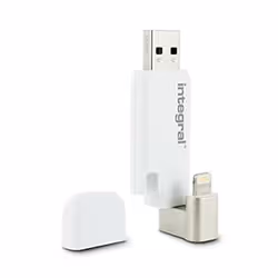 Integral ISHUTTLE, 32 Go, USB Type-A / Lightning, 3.2 Gen 1 (3.1 Gen 1), 60 Mo/s, Pivotant, Argent, Blanc