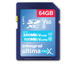 Integral 64GB ULTIMAPRO X3 UHS-II V60 Professional Grade SD Card Up to 280MB/s Read & 100MB/s Write 64 Go SDXC