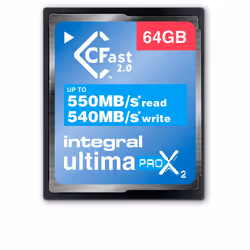 Integral 64GB ULTIMAPRO X2 CFAST 2.0, 64 Go, CFast, 550 Mo/s, 540 Mo/s, Noir