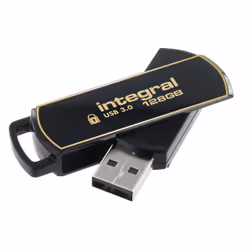 Integral 128GB Secure 360 Encrypted USB 3.0, 128 Go, USB Type-A, 3.2 Gen 1 (3.1 Gen 1), Pivotant, 5 g, Noir, Or