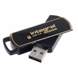 Integral 256GB Secure 360 Encrypted USB 3.0, 256 Go, USB Type-A, 3.2 Gen 1 (3.1 Gen 1), Pivotant, 5 g, Noir, Or