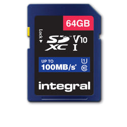 Integral 64GB HIGH SPEED SDHC/XC V10 100MB CLASS 10 UHS-I U1 64 Go SD