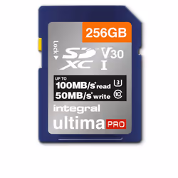 Integral 256GB SDXC 100-90MB/s UHS-I V30, 256 Go, SD, UHS-I, 100 Mo/s, 90 Mo/s, Class 3 (U3)
