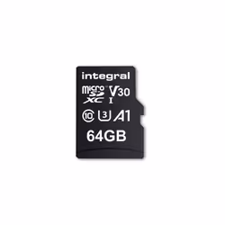 Integral 64GB PREMIUM HIGH SPEED MICROSDHC/XC V30 UHS-I U3, 64 Go, MicroSD, UHS-I, 100 Mo/s, 70 Mo/s, Class 3 (U3)