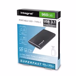 Integral INSSD480GPORT3.1AC lecteur à circuits intégrés externe 480 Go Noir