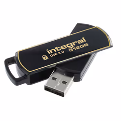 Integral 512GB Secure 360 Encrypted USB 3.0, 512 Go, USB Type-A, 3.2 Gen 1 (3.1 Gen 1), Pivotant, 5 g, Noir, Or