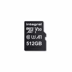 Integral 512GB PREMIUM HIGH SPEED MICROSDHC/XC V30 UHS-I U3, 512 Go, MicroSD, UHS-I, 100 Mo/s, 80 Mo/s, Class 3 (U3)